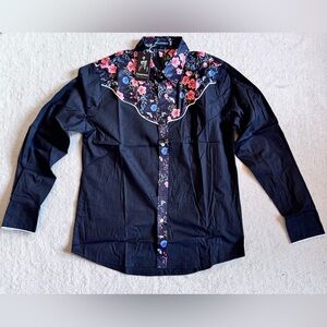 Men’s Western Button Down Shirt - floral pattern - small